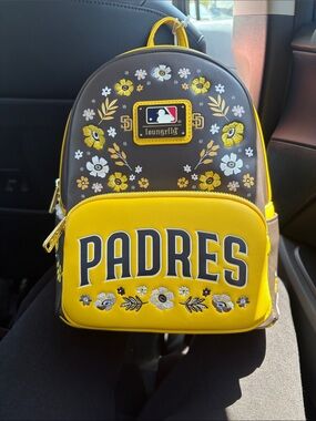 Loungefly Padres Floral Yellow and Brown Mini Backpack